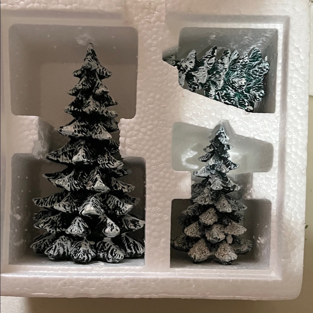 Department 56 cold cast porcelain evergreen Tree Set